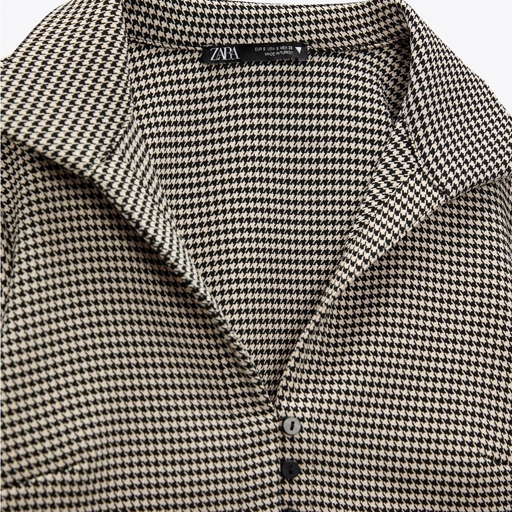 NWT ZARA HOUNDSTOOTH POLO SHIRT - Picture 3 of 6